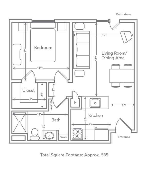 One Bedroom Floorplan